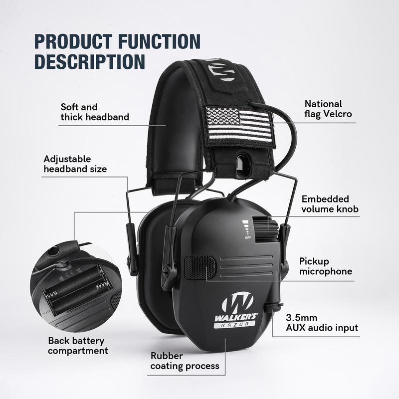 W1-Y+BOX Electronic Tactical Hearing Protection Earmuffs Noise Cancelling Outdoor Shooting Hunting Labor Work Headphones Adjustable Headband Anti-Noise Headset