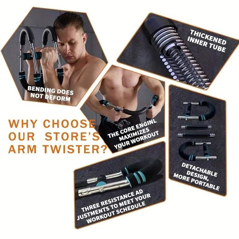 Adjustable 60-110Lb Power Twister Bar - Portable Arm & Chest Strength Trainer for Home Workout