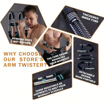 Adjustable 60-110Lb Power Twister Bar - Portable Arm & Chest Strength Trainer for Home Workout