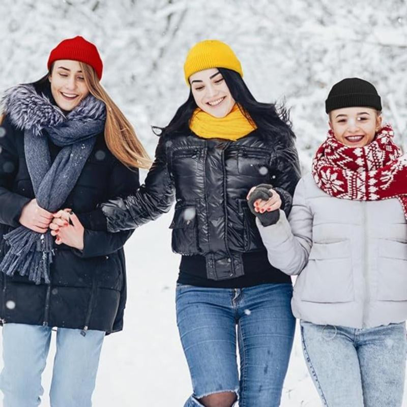 2 or 4 Piece Fisherman Beanie for Men Hat Short Knit Cuff Beaniess Trawler Beanie Watch Hat Roll up Edge Skullcap Unisex