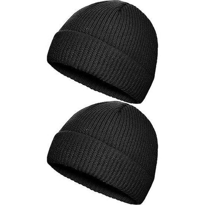 2 or 4 Piece Fisherman Beanie for Men Hat Short Knit Cuff Beaniess Trawler Beanie Watch Hat Roll up Edge Skullcap Unisex
